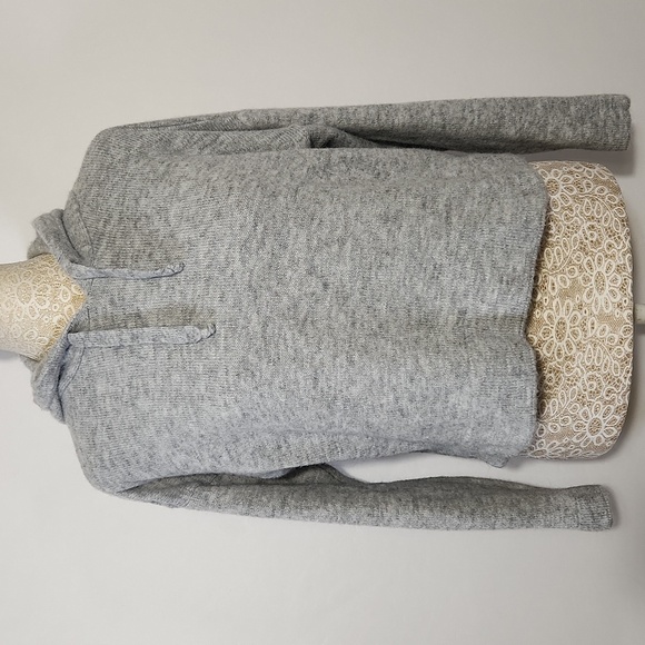 Topshop Cropped Top Sweater Grey Wool Blend Hooded Knit Women's SZ 8-10 Italy - Picture 3 of 16
